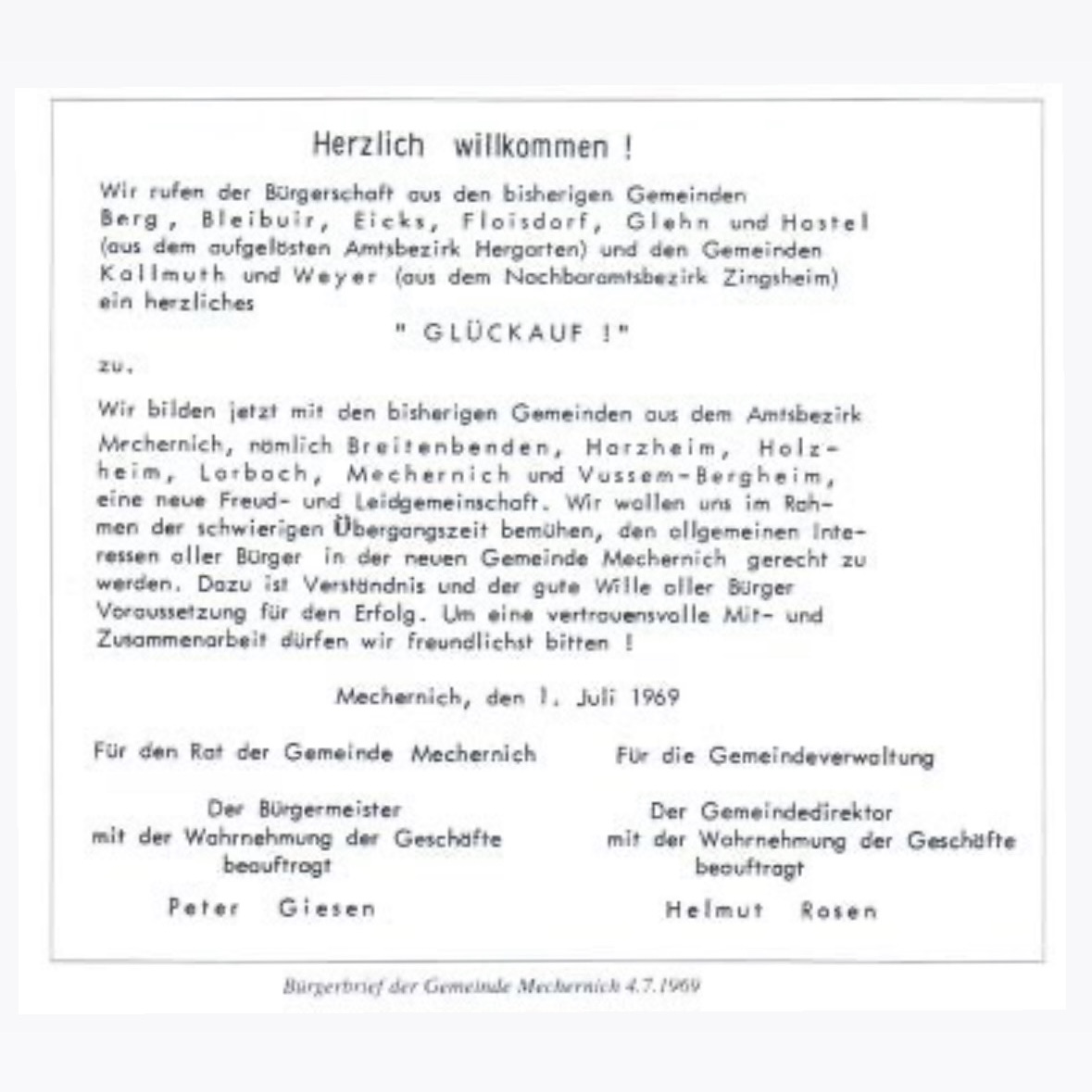 Neugliederung der Gemeinde und Städte