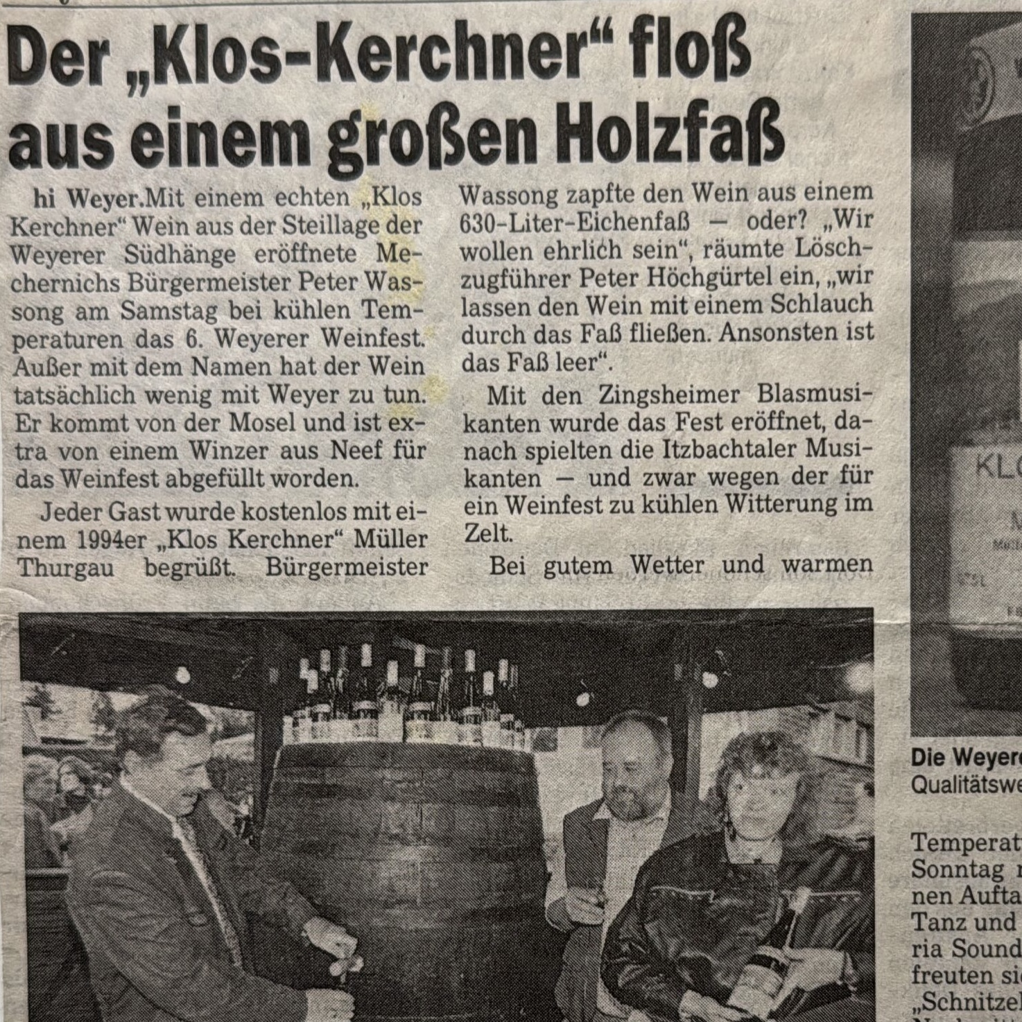Der Klos Kerchner Floss aus einem Großen Holzfass
