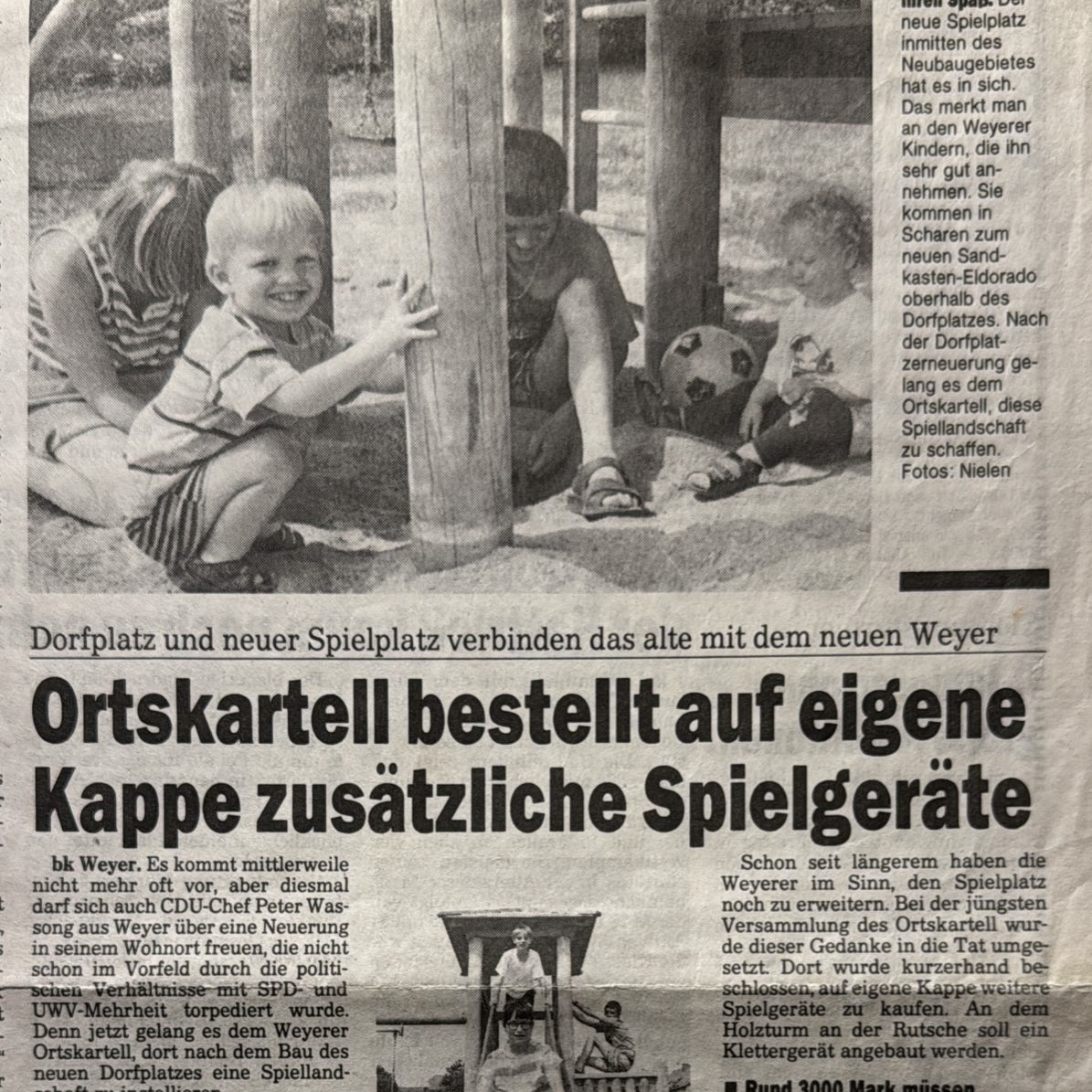 Ortskartell bestellt auf eigene Kappe zusätzliche Spielgeräte