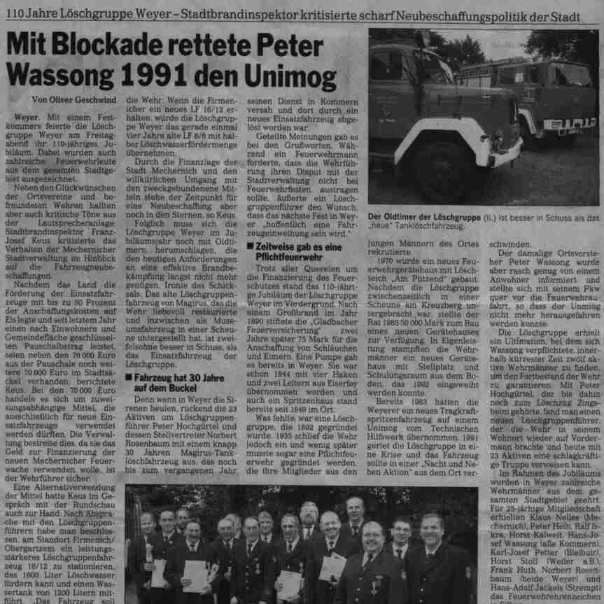 Mit Blockade rettete Peter Wassong 1991 den Unimog